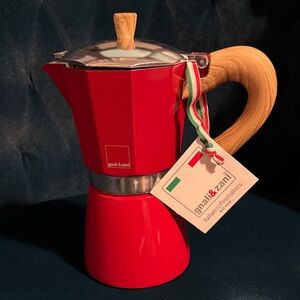 Large Red Stovetop Espresso Maker Italian coffeemaker gnali & zali NWT